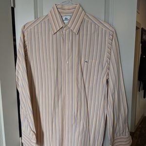 Lacoste Peach Striped Long Sleeve Button Down